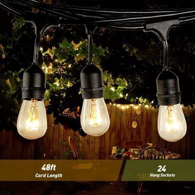 Lâmpada de cordas de PVC exterior E26 E27 S14 Edison Bulb Incluído LED à prova d'água G40